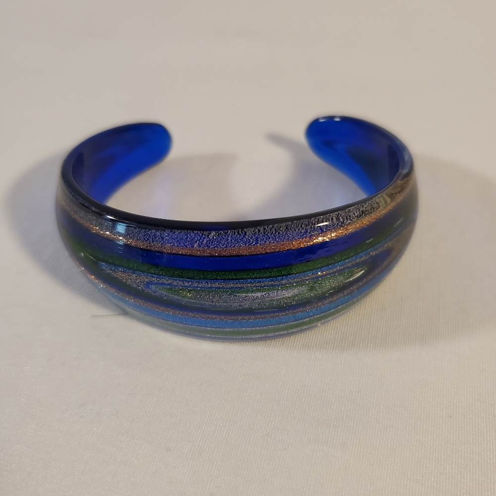 Blue Art Glass Cuff Bracelet